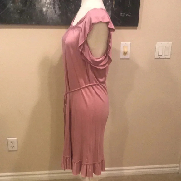 J. Crew Dusty Rose Midi Ruffle Detailing Tie Waist Pullover Dress-Small - Picture 4 of 6
